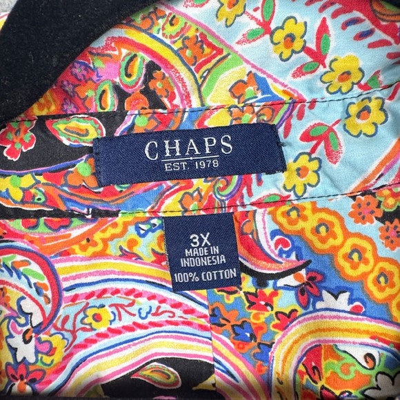 Chaps Shirt Womens 3X Colorful Paisley Button Up Artsy Abstract Art To Wear Boho - Picture 4 of 7